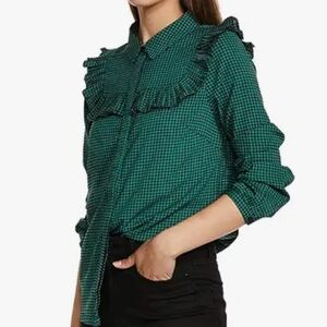 Vero Moda Frilly Collar Houndstooth Blouse